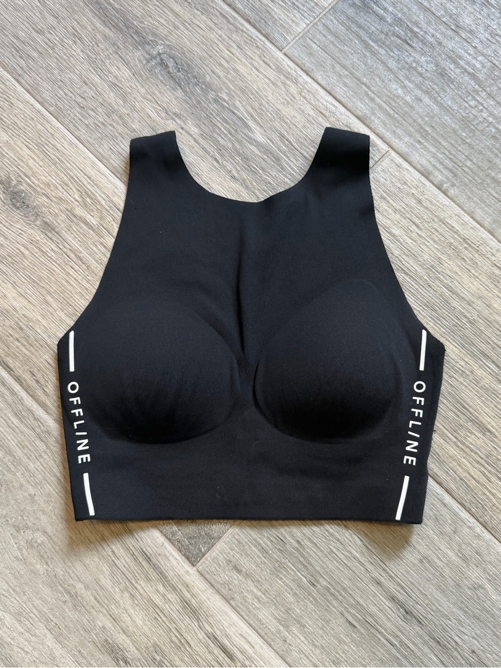 Aerie Offline Goals Sweat Black Cardio Longline Sports Bra Hi Neck Support XS